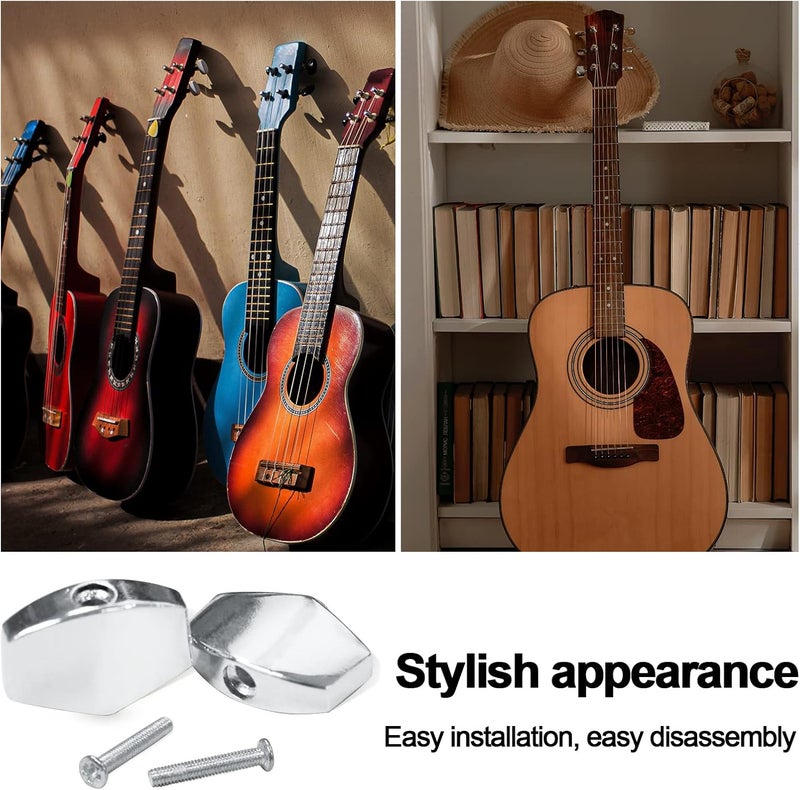 MAXCHEER 6PCS Metal Big Square Shape Acoustic Classical Guitar Tuning Keys Machine Head Replacemen Buttons knob Handle Tip (Chrome) - Image 4